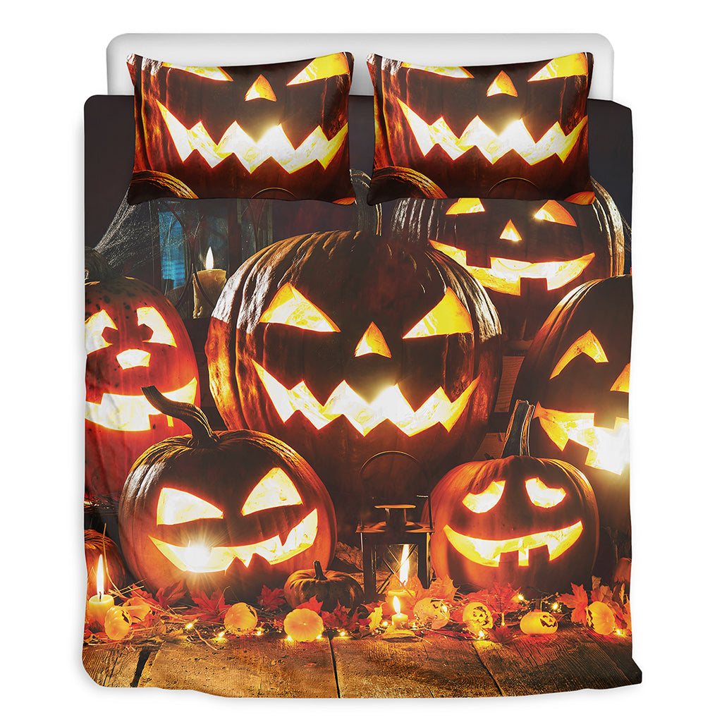 Jack-O'-Lantern Halloween Pumpkin Print Duvet Cover Bedding Set