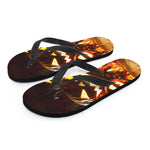 Jack-O'-Lantern Halloween Pumpkin Print Flip Flops