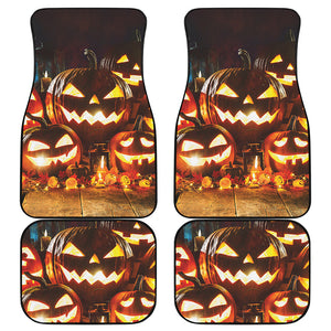 Jack-O'-Lantern Halloween Pumpkin Print Front and Back Car Floor Mats