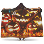 Jack-O'-Lantern Halloween Pumpkin Print Hooded Blanket