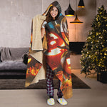 Jack-O'-Lantern Halloween Pumpkin Print Hooded Blanket
