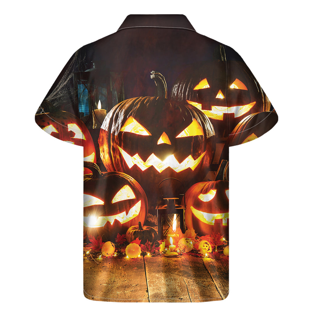 Jack-O'-Lantern Halloween Pumpkin Print Men's Short Sleeve Shirt