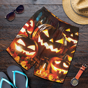 Jack-O'-Lantern Halloween Pumpkin Print Men's Shorts