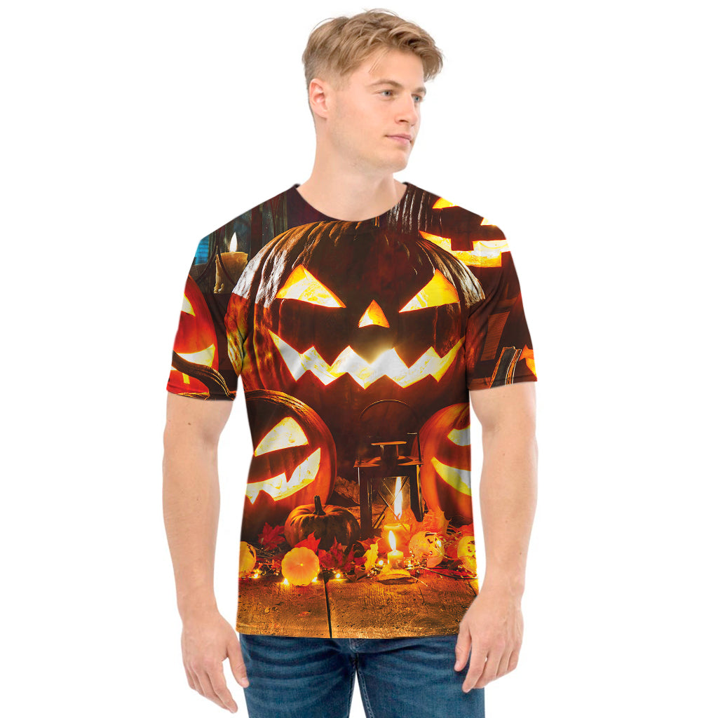 Jack-O'-Lantern Halloween Pumpkin Print Men's T-Shirt