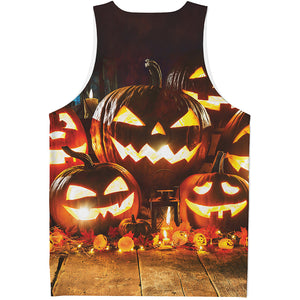 Jack-O'-Lantern Halloween Pumpkin Print Men's Tank Top