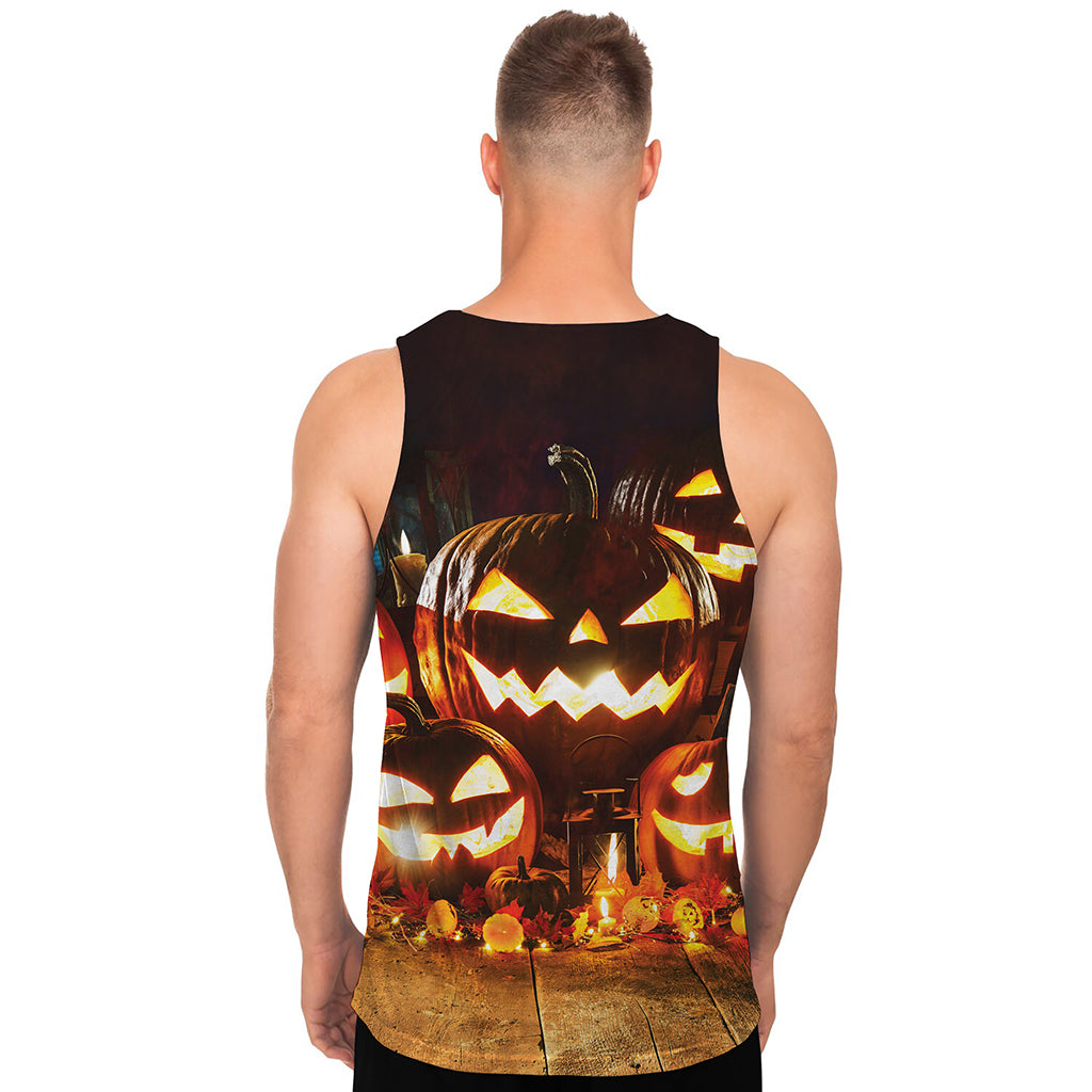 Jack-O'-Lantern Halloween Pumpkin Print Men's Tank Top