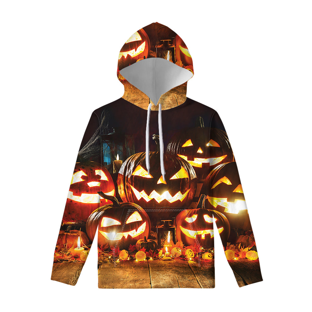 Jack-O'-Lantern Halloween Pumpkin Print Pullover Hoodie