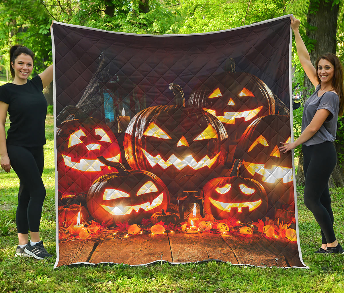 Jack-O'-Lantern Halloween Pumpkin Print Quilt
