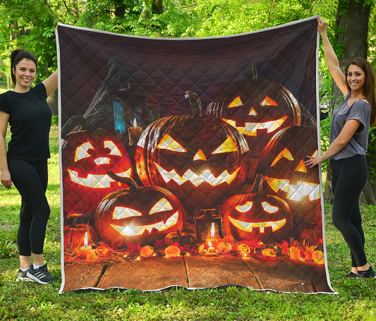 Jack-O'-Lantern Halloween Pumpkin Print Quilt