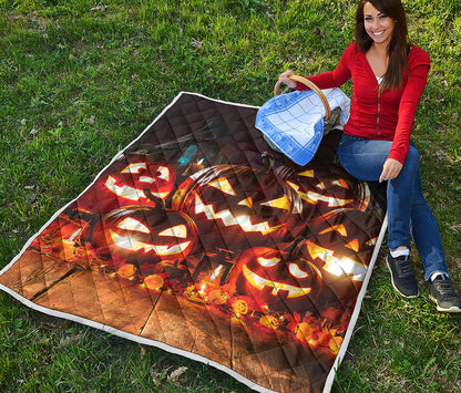 Jack-O'-Lantern Halloween Pumpkin Print Quilt