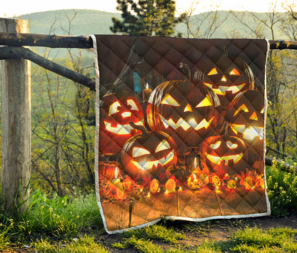 Jack-O'-Lantern Halloween Pumpkin Print Quilt