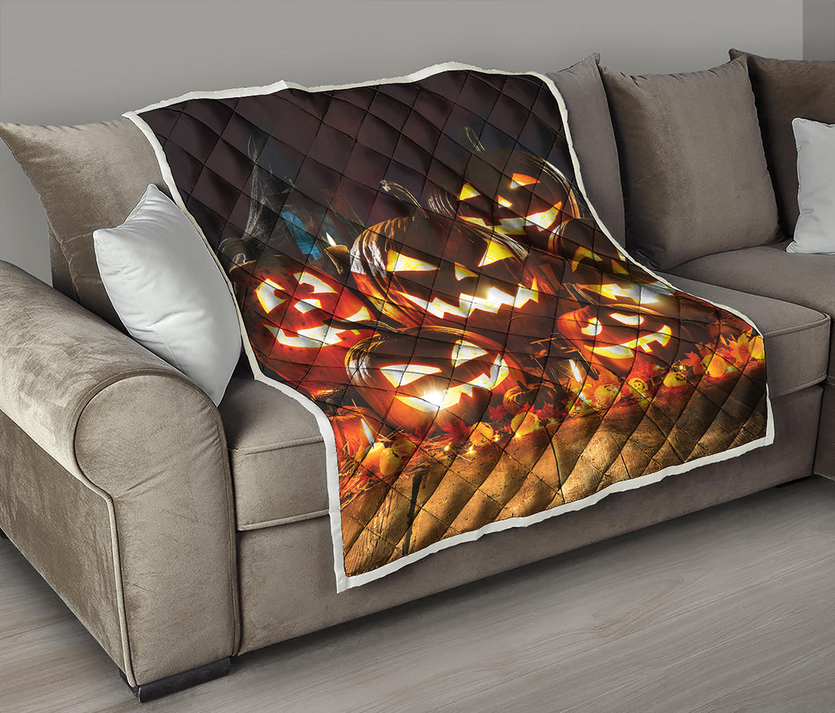 Jack-O'-Lantern Halloween Pumpkin Print Quilt