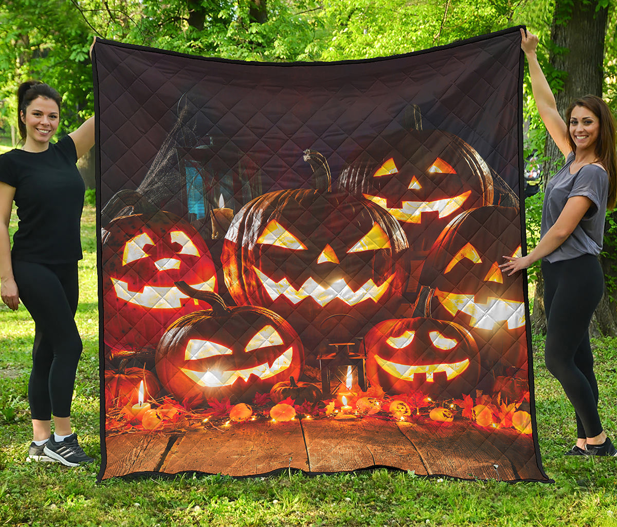 Jack-O'-Lantern Halloween Pumpkin Print Quilt