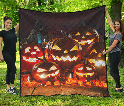 Jack-O'-Lantern Halloween Pumpkin Print Quilt