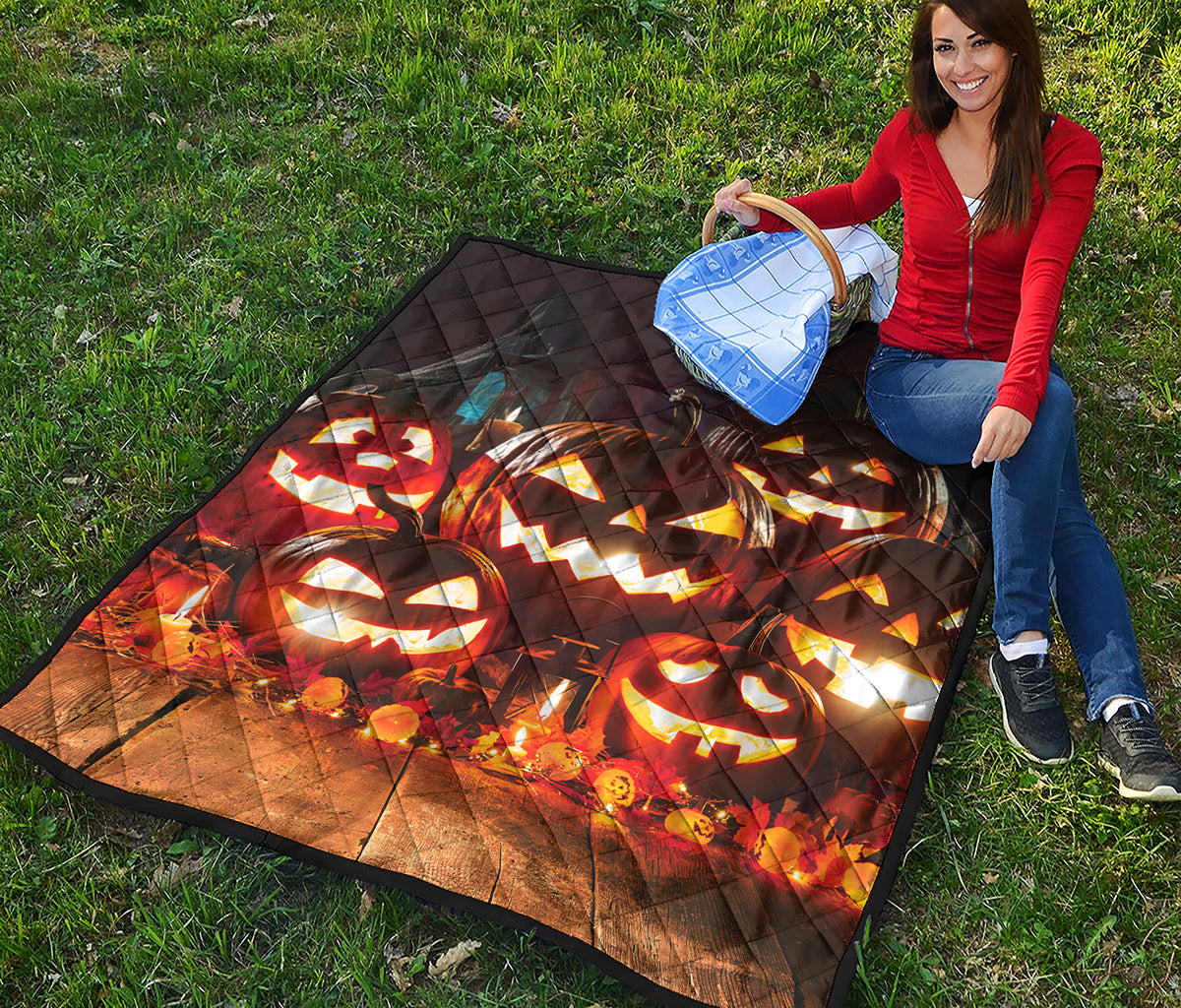 Jack-O'-Lantern Halloween Pumpkin Print Quilt
