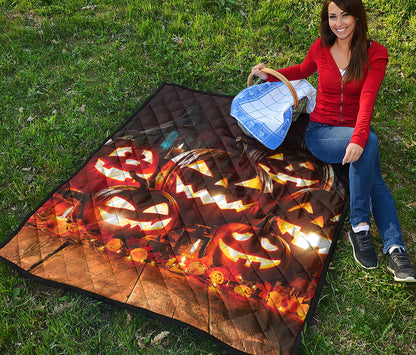 Jack-O'-Lantern Halloween Pumpkin Print Quilt