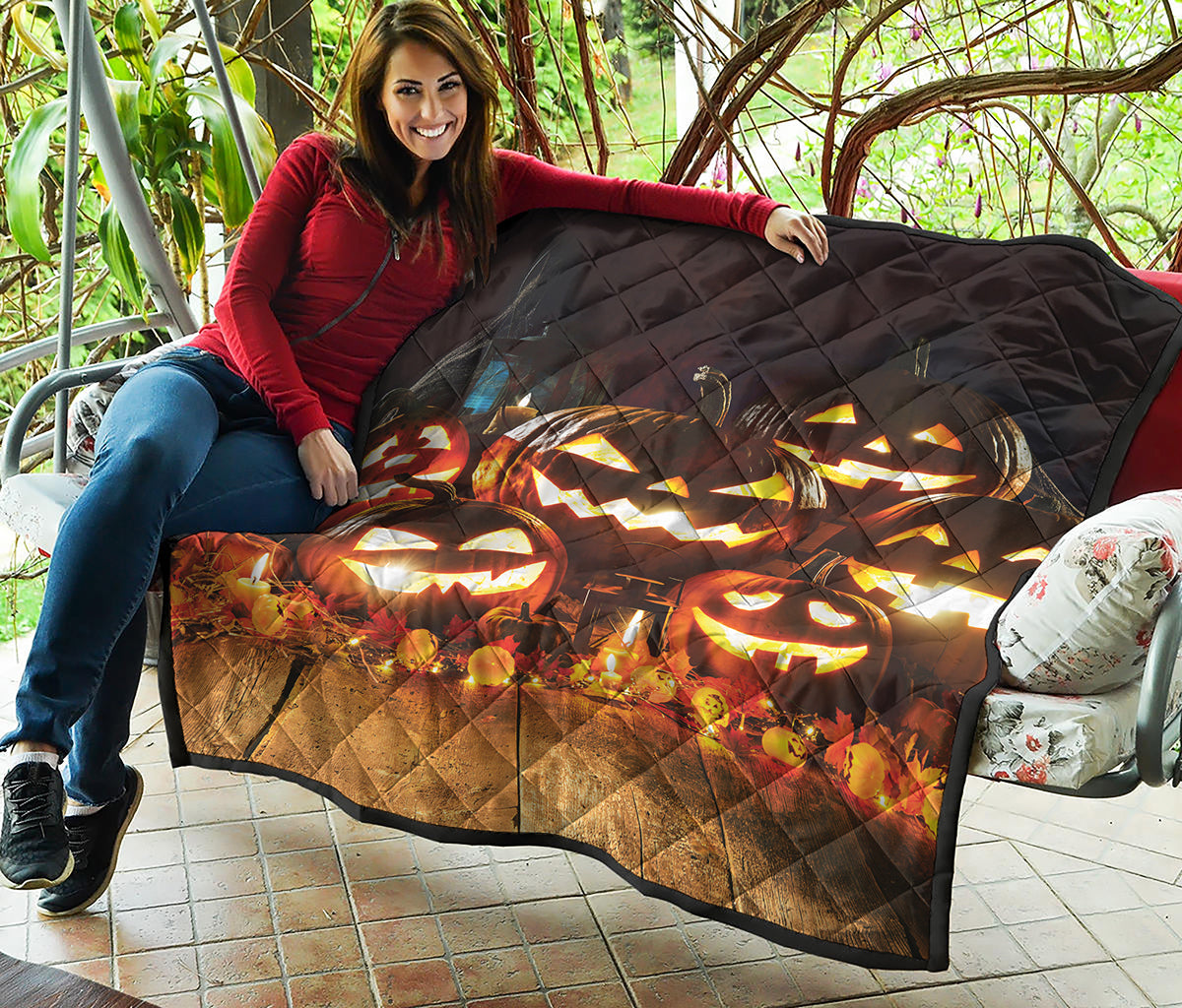 Jack-O'-Lantern Halloween Pumpkin Print Quilt