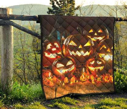 Jack-O'-Lantern Halloween Pumpkin Print Quilt