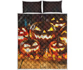 Jack-O'-Lantern Halloween Pumpkin Print Quilt Bed Set