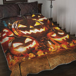 Jack-O'-Lantern Halloween Pumpkin Print Quilt Bed Set