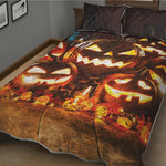 Jack-O'-Lantern Halloween Pumpkin Print Quilt Bed Set