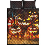 Jack-O'-Lantern Halloween Pumpkin Print Quilt Bed Set