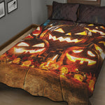 Jack-O'-Lantern Halloween Pumpkin Print Quilt Bed Set