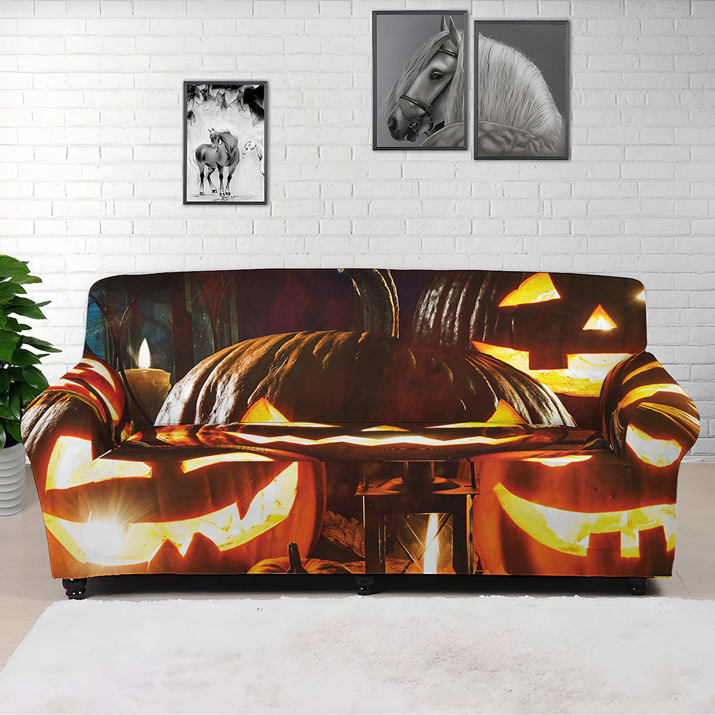 Jack-O'-Lantern Halloween Pumpkin Print Sofa Cover