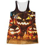 Jack-O'-Lantern Halloween Pumpkin Print Women's Racerback Tank Top