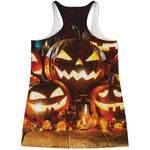 Jack-O'-Lantern Halloween Pumpkin Print Women's Racerback Tank Top