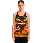 Jack-O'-Lantern Halloween Pumpkin Print Women's Racerback Tank Top