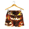 Jack-O'-Lantern Halloween Pumpkin Print Women's Shorts