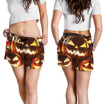 Jack-O'-Lantern Halloween Pumpkin Print Women's Shorts