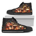 Jack-O'-Lantern Halloween Pumpkin Print Black High Top Sneakers