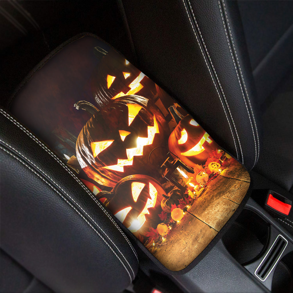 Jack-O'-Lantern Halloween Pumpkin Print Car Center Console Cover