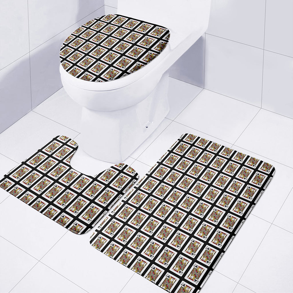 Jack Of Clubs Playing Card Pattern Print 3 Piece Bath Mat Set