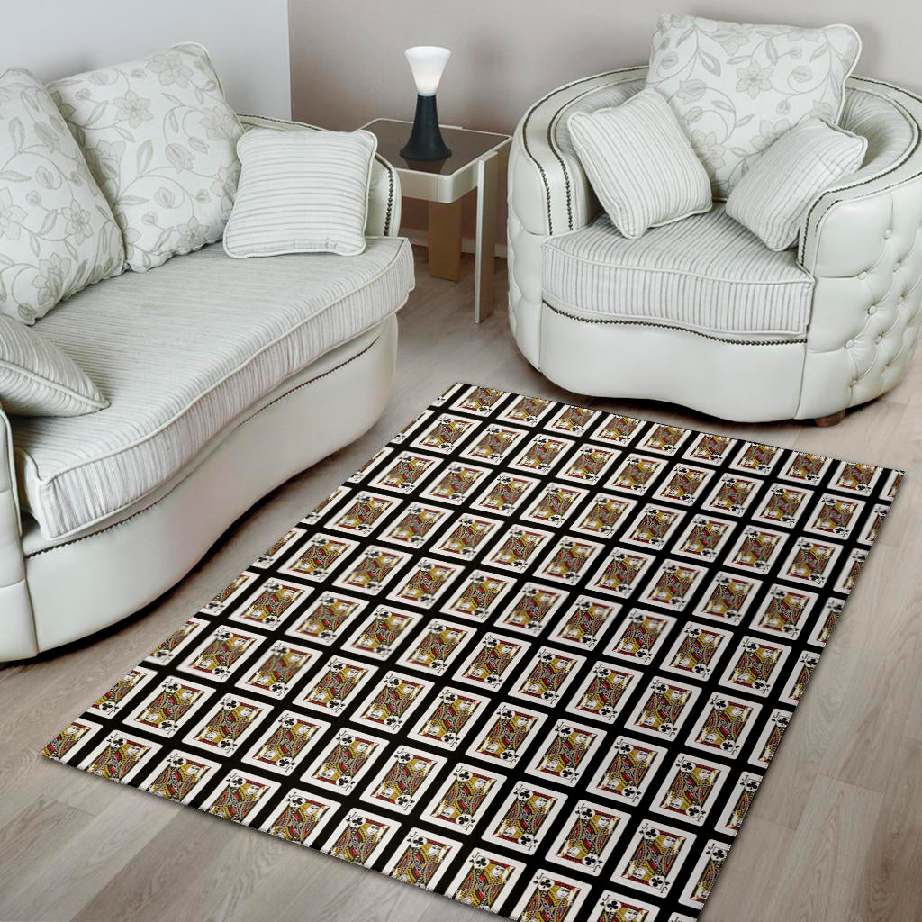 Jack Of Clubs Playing Card Pattern Print Area Rug