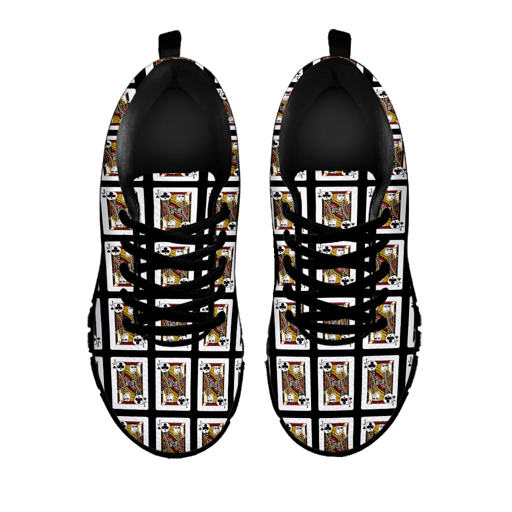 Jack Of Clubs Playing Card Pattern Print Black Sneakers