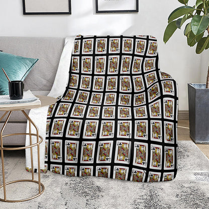 Jack Of Clubs Playing Card Pattern Print Blanket