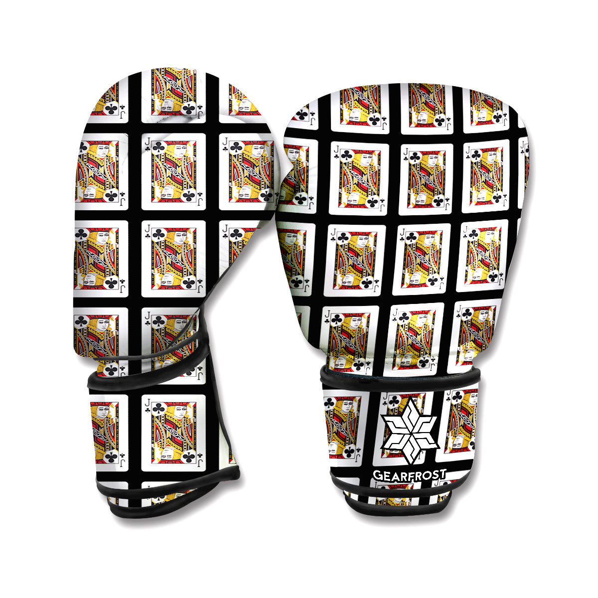 Jack Of Clubs Playing Card Pattern Print Boxing Gloves