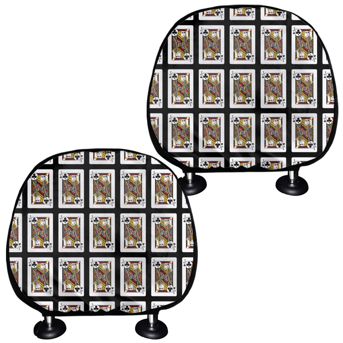 Jack Of Clubs Playing Card Pattern Print Car Headrest Covers
