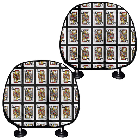 Jack Of Clubs Playing Card Pattern Print Car Headrest Covers