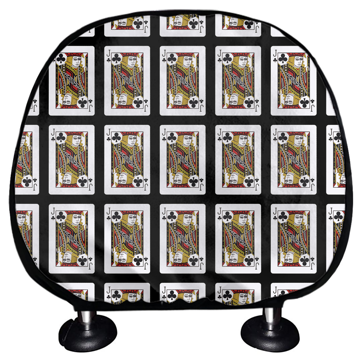 Jack Of Clubs Playing Card Pattern Print Car Headrest Covers