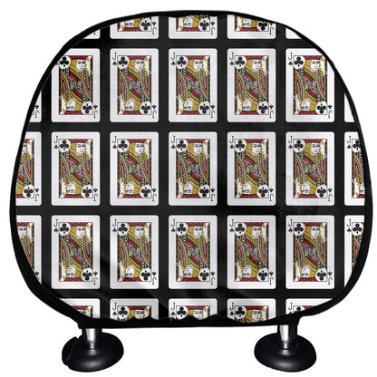 Jack Of Clubs Playing Card Pattern Print Car Headrest Covers