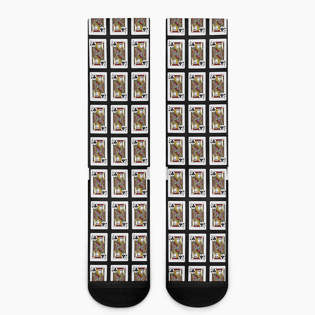 Jack Of Clubs Playing Card Pattern Print Crew Socks
