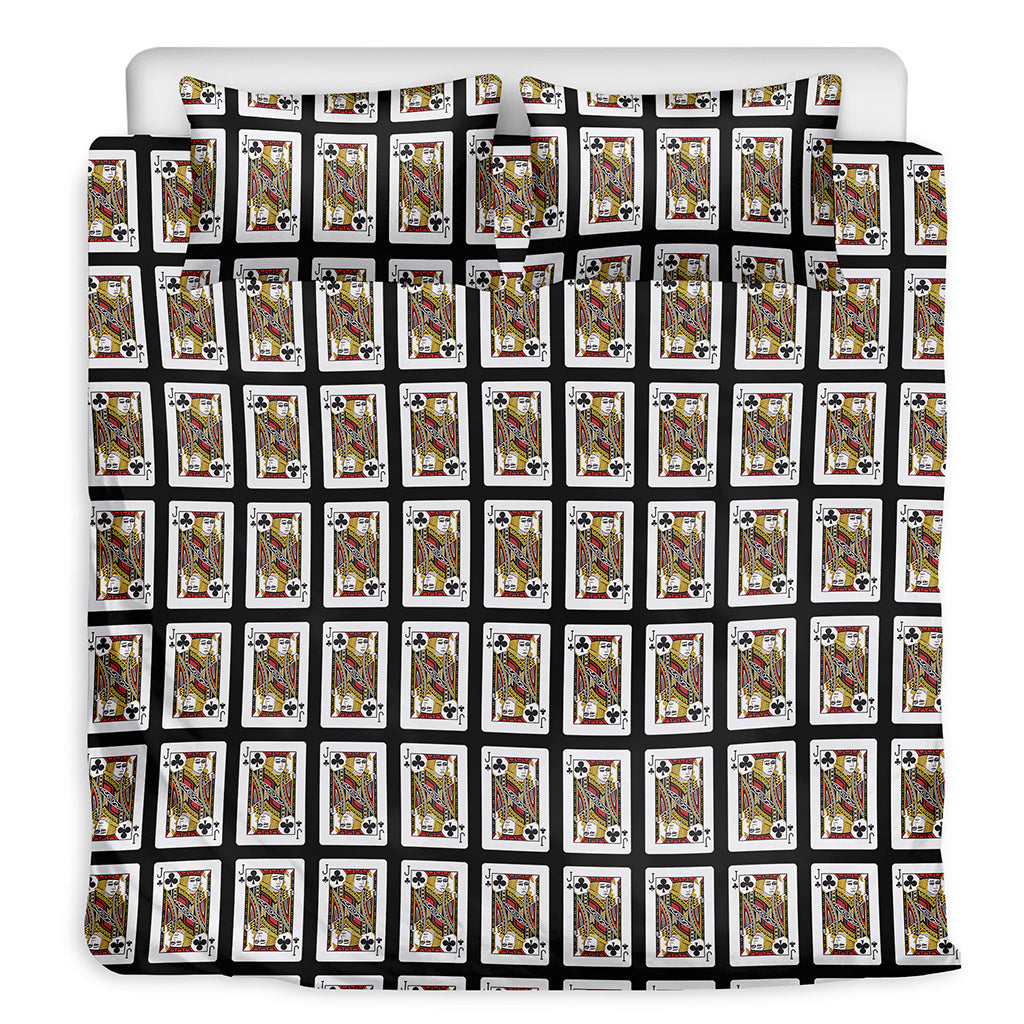 Jack Of Clubs Playing Card Pattern Print Duvet Cover Bedding Set