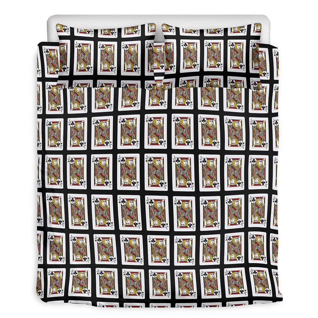 Jack Of Clubs Playing Card Pattern Print Duvet Cover Bedding Set