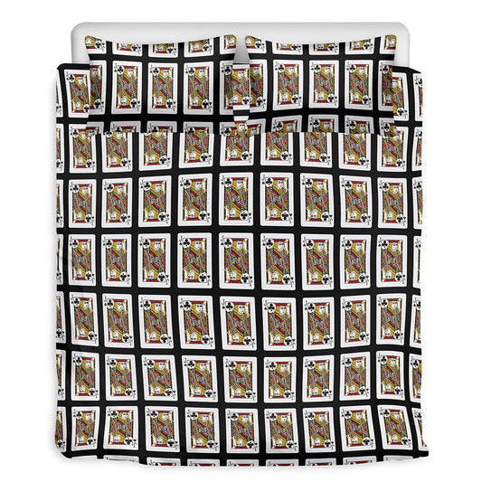 Jack Of Clubs Playing Card Pattern Print Duvet Cover Bedding Set