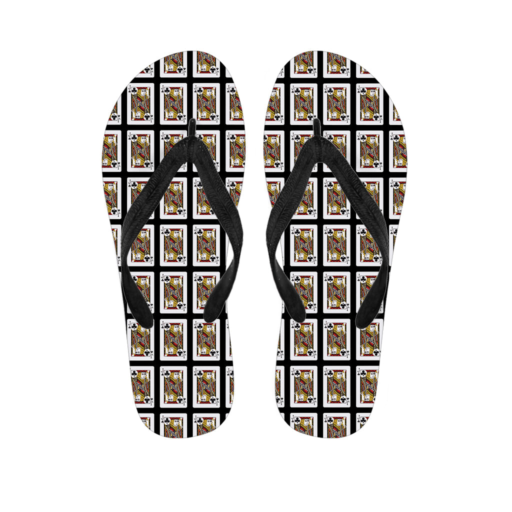 Jack Of Clubs Playing Card Pattern Print Flip Flops