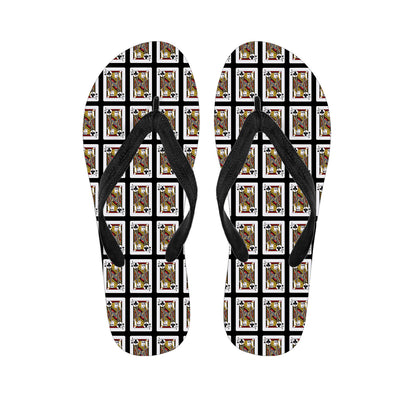 Jack Of Clubs Playing Card Pattern Print Flip Flops